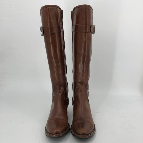 Vibram Brown Leather Heeled Boots | Classic Buckle Accent - Picture 6 of 10